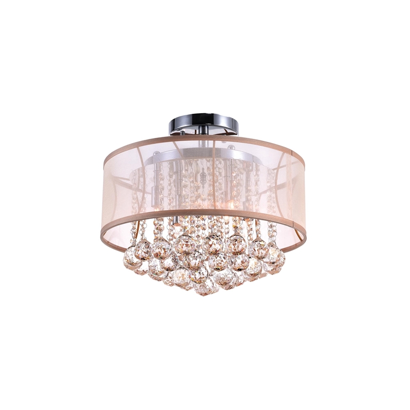 CWI Lighting Radiant 6 Light Drum Shade Contemporary Metal Flush Mount in Chrome
