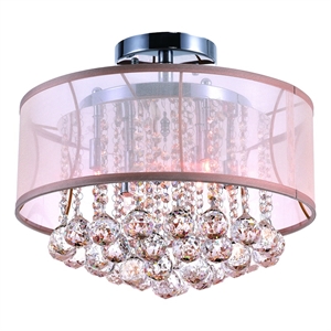 CWI Lighting Radiant 6 Light Drum Shade Contemporary Metal Flush Mount in Chrome