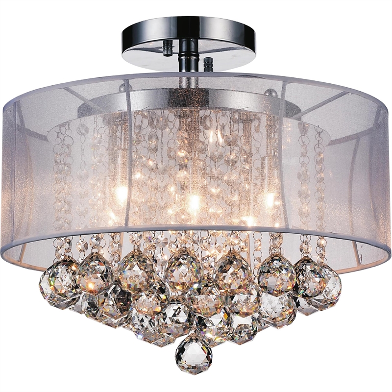 CWI Lighting Radiant 6 Light Drum Shade Metal Flush Mount in Chrome