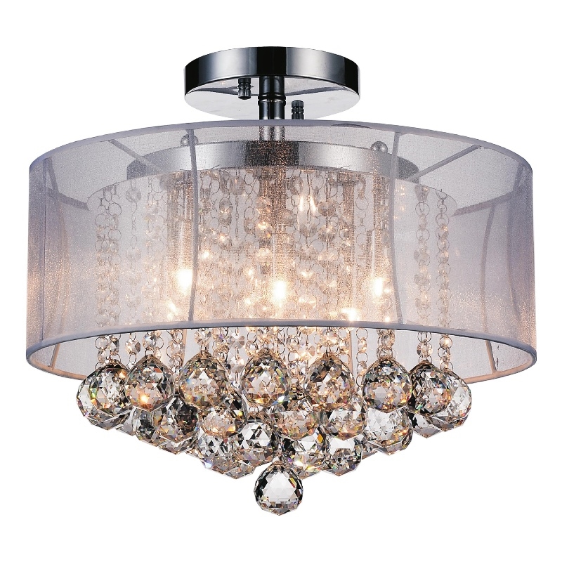 CWI Lighting Radiant 6 Light Drum Shade Metal Flush Mount in Chrome