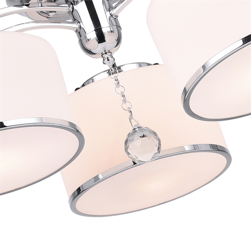 CWI Lighting Frosted 3 Light Drum Shade Metal Flush Mount Light in Chrome