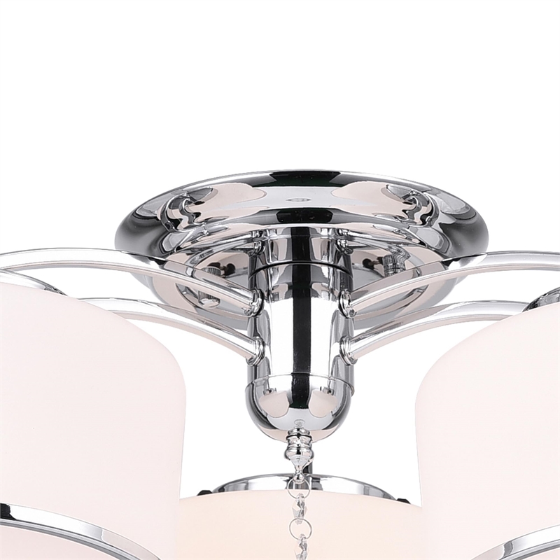 CWI Lighting Frosted 3 Light Drum Shade Metal Flush Mount Light in Chrome