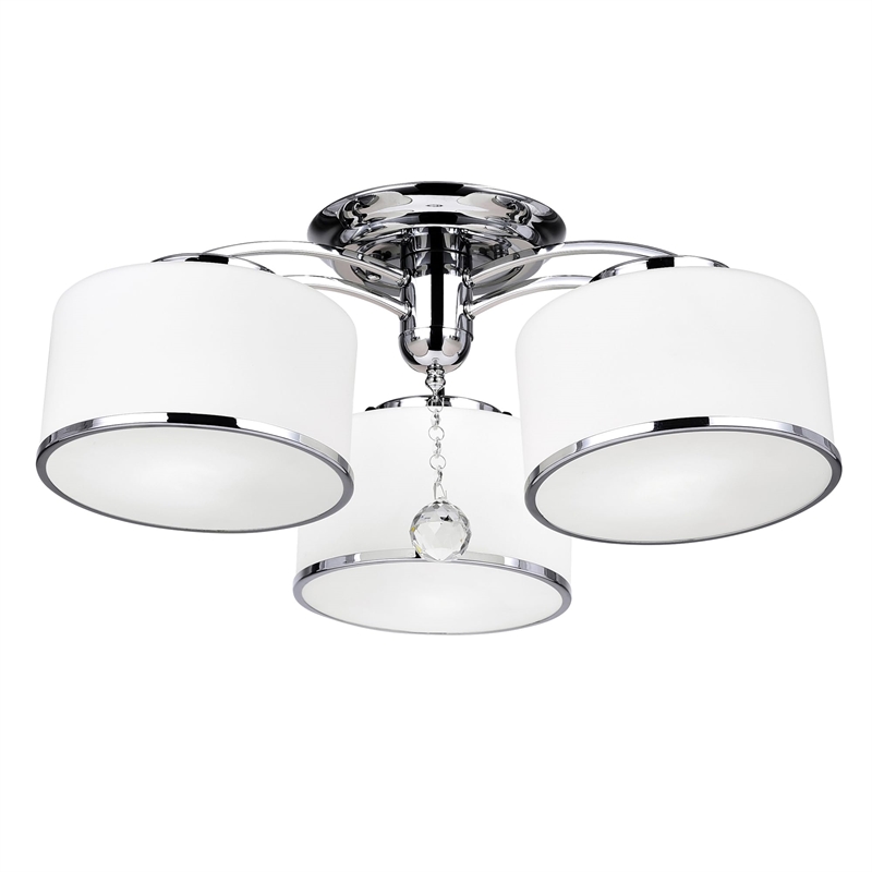 CWI Lighting Frosted 3 Light Drum Shade Metal Flush Mount Light in Chrome