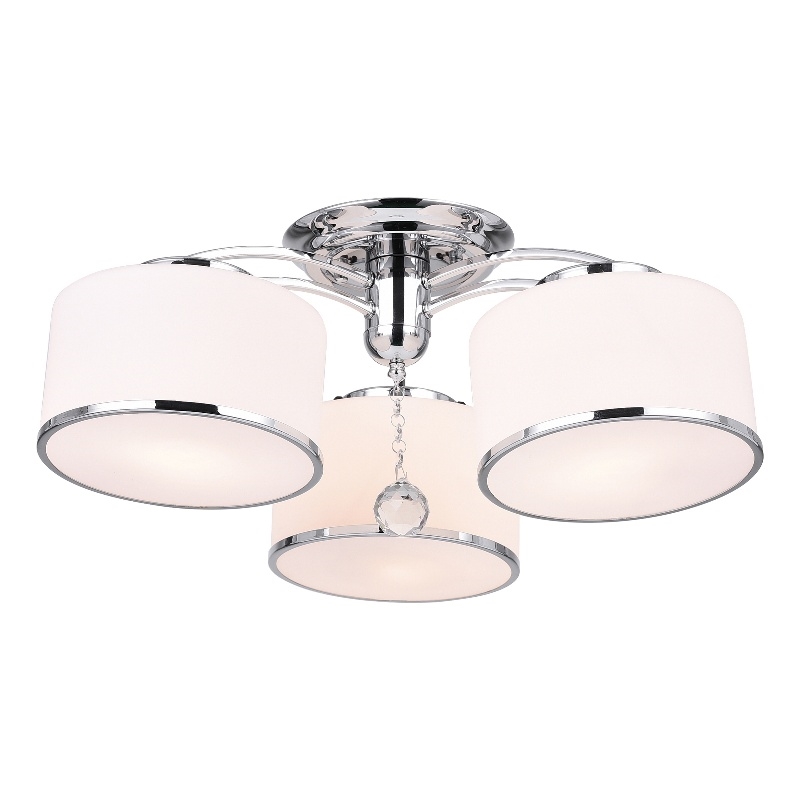 CWI Lighting Frosted 3 Light Drum Shade Metal Flush Mount Light in Chrome