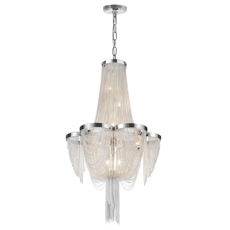 CWI Lighting Taylor 7 Light Down Contemporary Metal Chandelier in Chrome