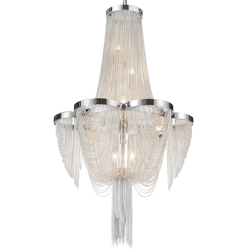 CWI Lighting Taylor 7 Light Down Contemporary Metal Chandelier in Chrome
