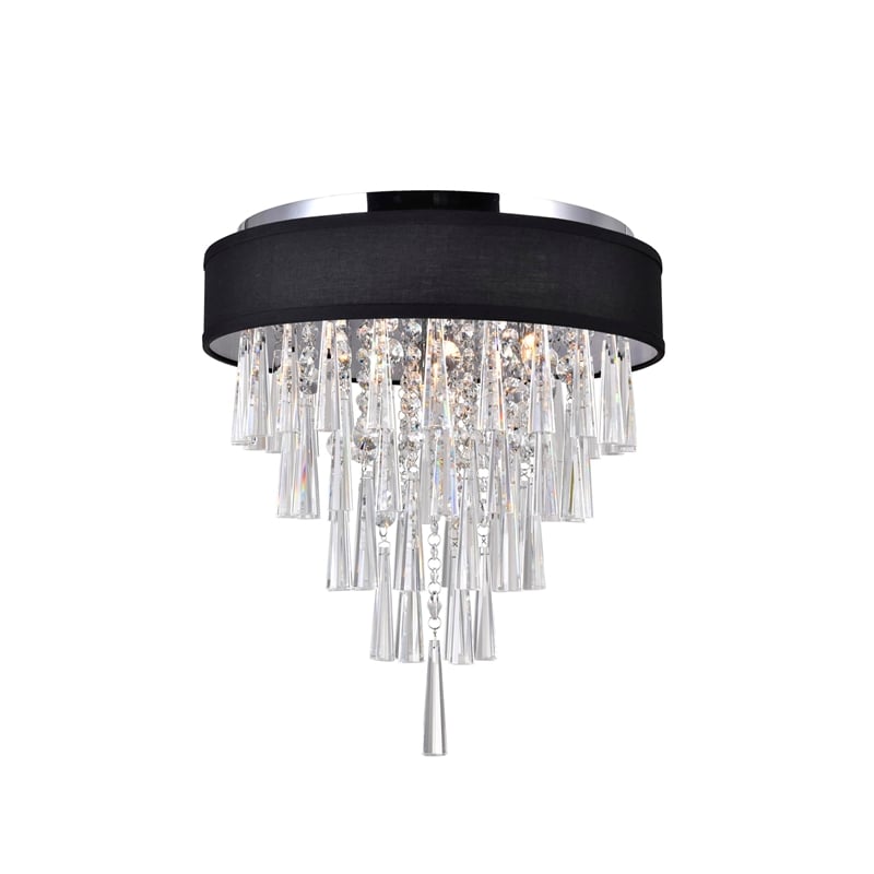 CWI Lighting Franca 4 Light Drum Shade Metal Flush Mount Light in Chrome
