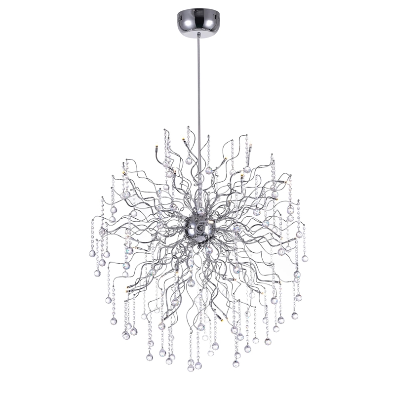 CWI Lighting Cherry Blossom 32 Light Transitional Metal Chandelier in Chrome