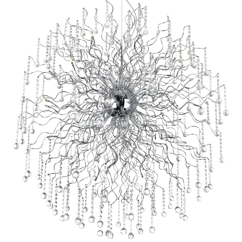 CWI Lighting Cherry Blossom 48 Light Transitional Metal Chandelier in Chrome