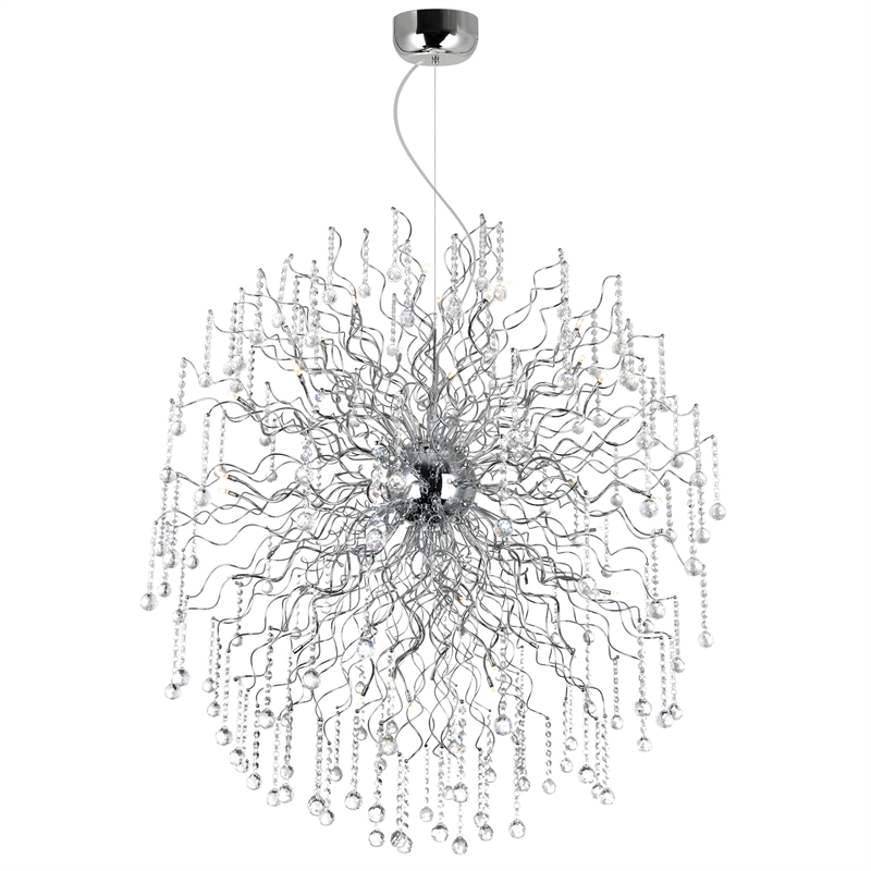 CWI Lighting Cherry Blossom 48 Light Transitional Metal Chandelier in Chrome
