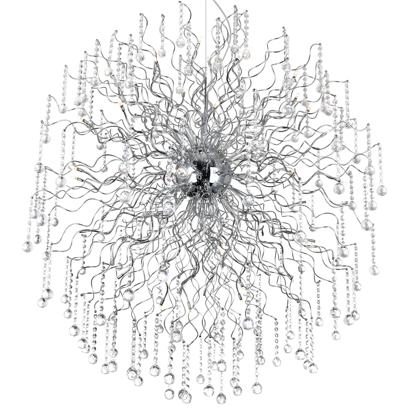 CWI Lighting Cherry Blossom 48 Light Transitional Metal Chandelier in Chrome