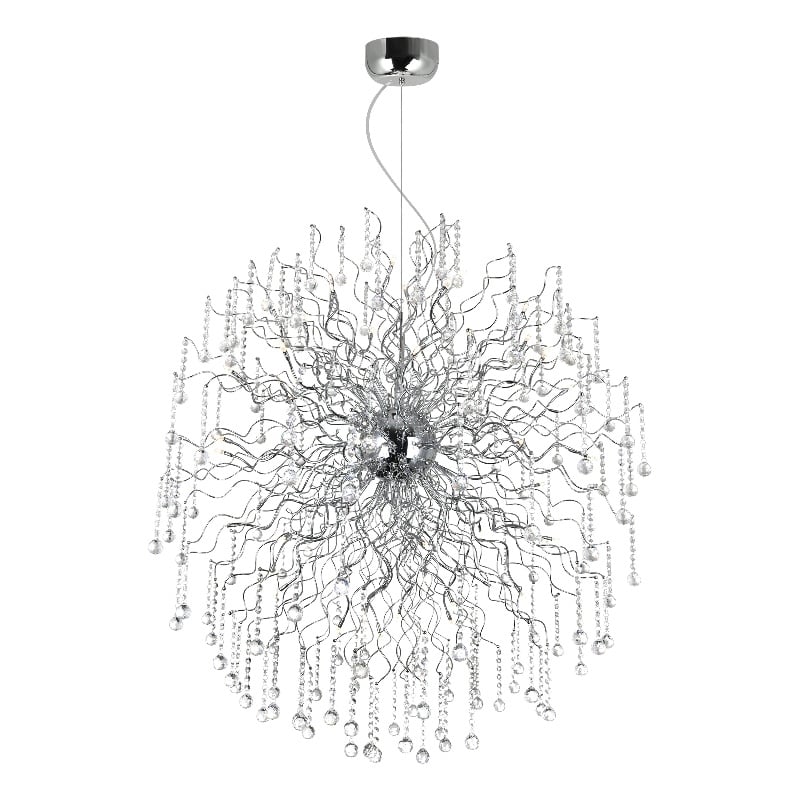CWI Lighting Cherry Blossom 48 Light Transitional Metal Chandelier in Chrome