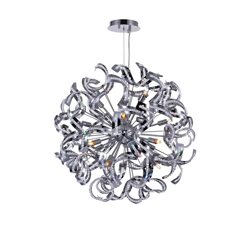 CWI Lighting Swivel 14 Light Contemporary Metal Chandelier in Chrome