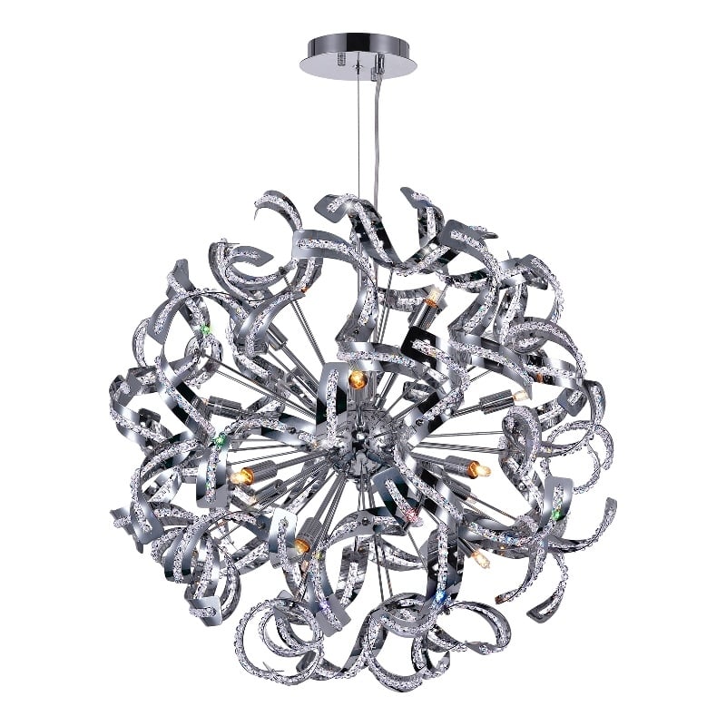 CWI Lighting Swivel 14 Light Contemporary Metal Chandelier in Chrome
