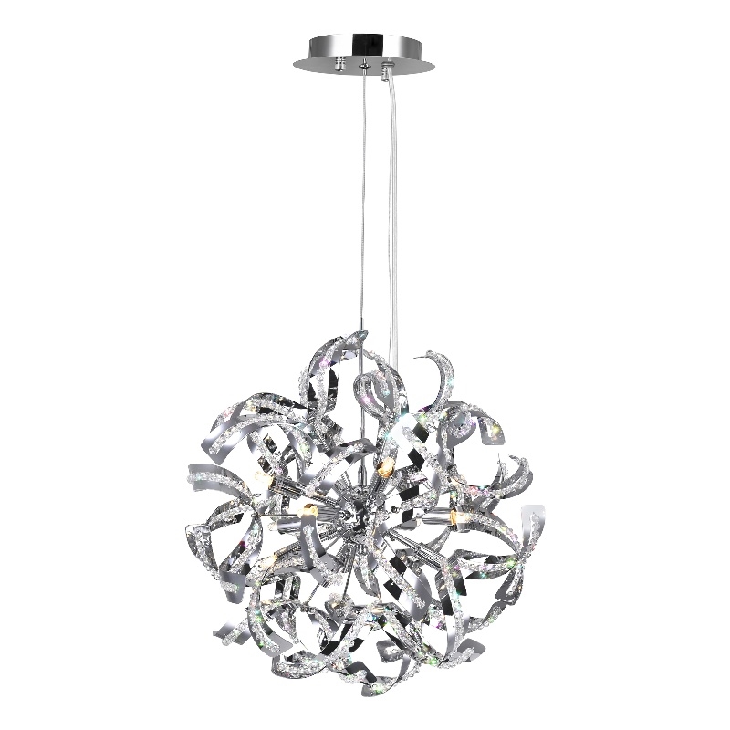 CWI Lighting Swivel 18 Light Contemporary Metal Chandelier in Chrome