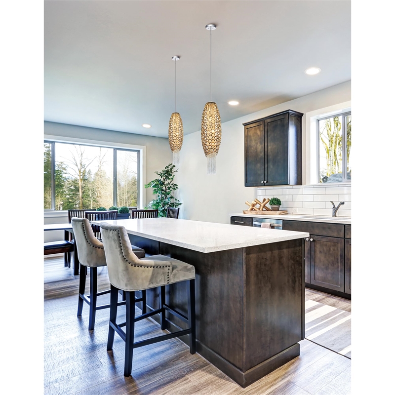 CWI Lighting Victoria 2 Light Drum Shade Metal Mini Pendant in Chrome