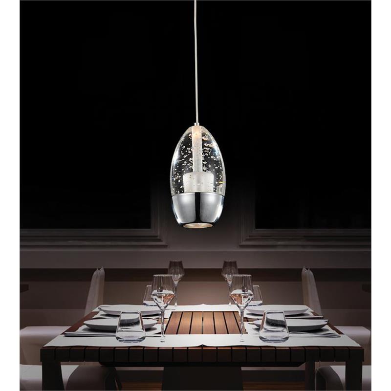 CWI Lighting Perrier 1 Light Down Contemporary Metal Mini Pendant in Chrome