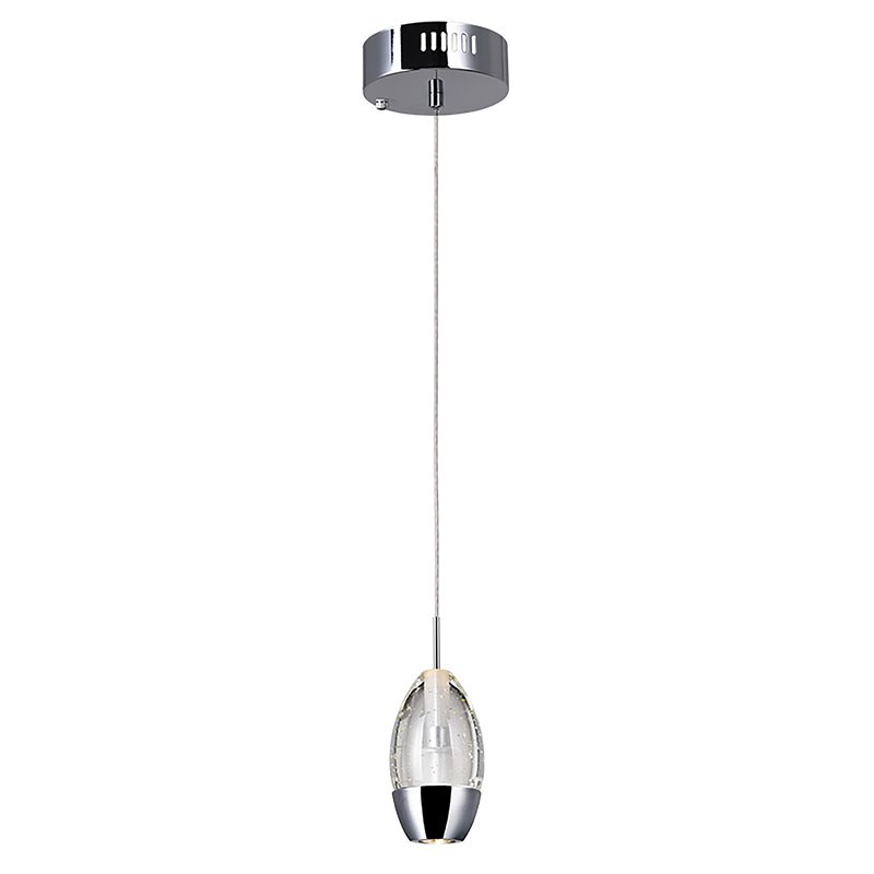 CWI Lighting Perrier 1 Light Down Contemporary Metal Mini Pendant in Chrome
