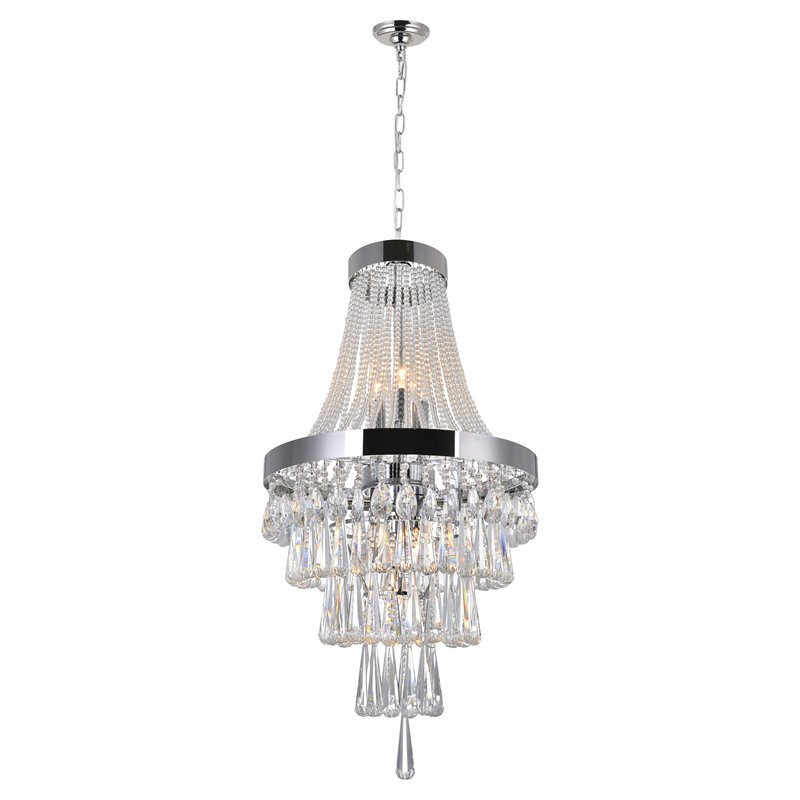 CWI Lighting Vast 6 Light Transitional Metal Chandelier in Chrome