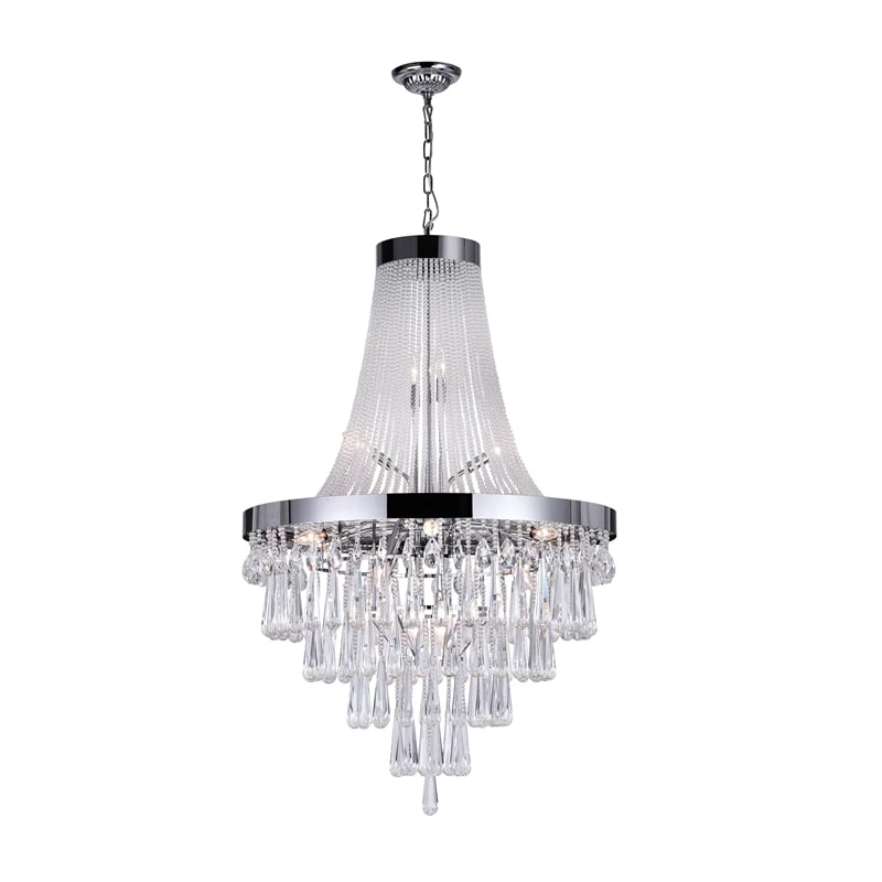 CWI Lighting Vast17 Light Down Metal Chandelier with Dimmer in Chrome