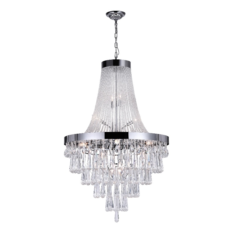 CWI Lighting Vast17 Light Down Metal Chandelier with Dimmer in Chrome