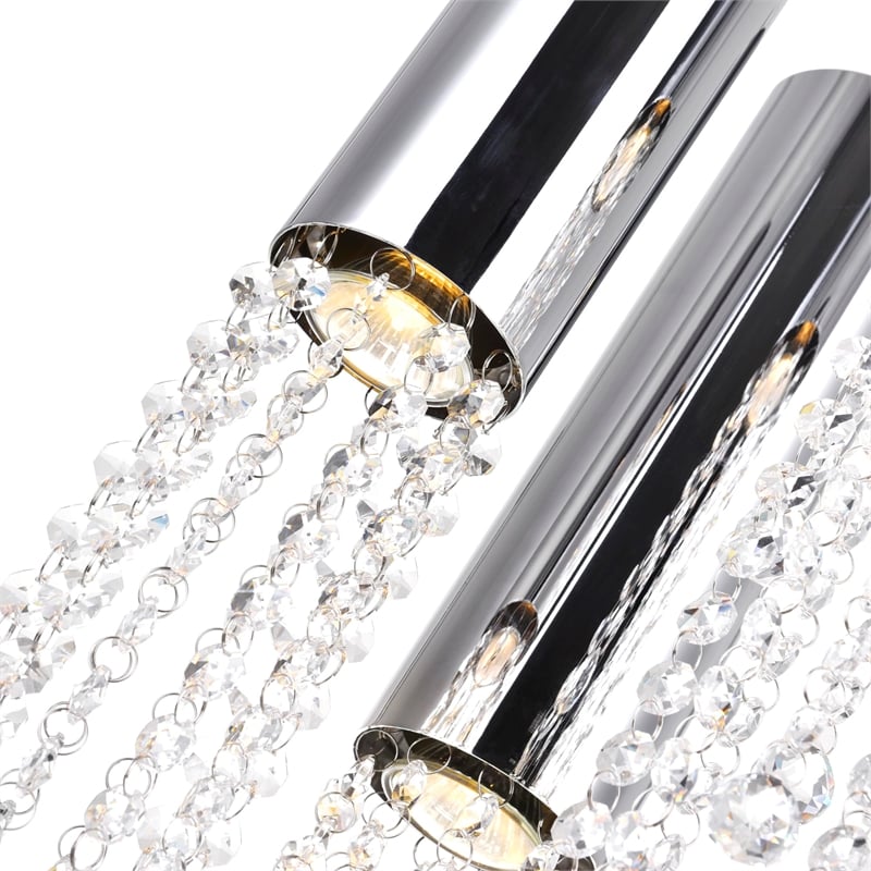 CWI Lighting Extended 9 Light Transitional Metal Pendant in Chrome