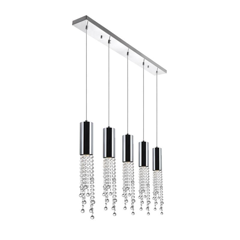 CWI Lighting Extended 5 Light Transitional Metal Pendant in Chrome