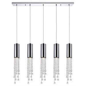 CWI Lighting Extended 5 Light Transitional Metal Pendant in Chrome