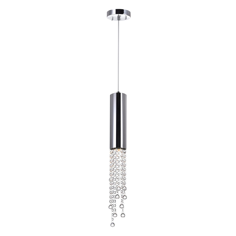 CWI Lighting Extended 1 Light Down Transitional Metal Mini Pendant in Chrome