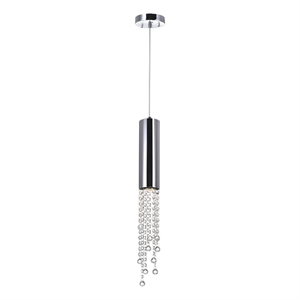 CWI Lighting Extended 1 Light Down Transitional Metal Mini Pendant in Chrome