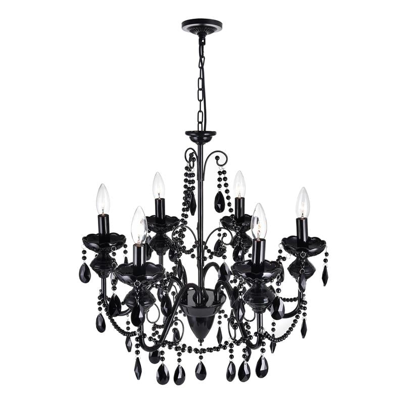 CWI Lighting Keen 6 Light Up Contemporary Metal Chandelier in Black
