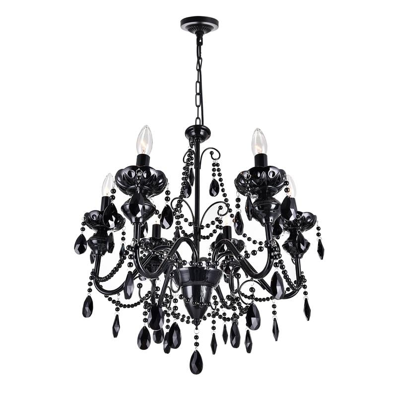 CWI Lighting Keen 6 Light Up Contemporary Metal Chandelier in Black