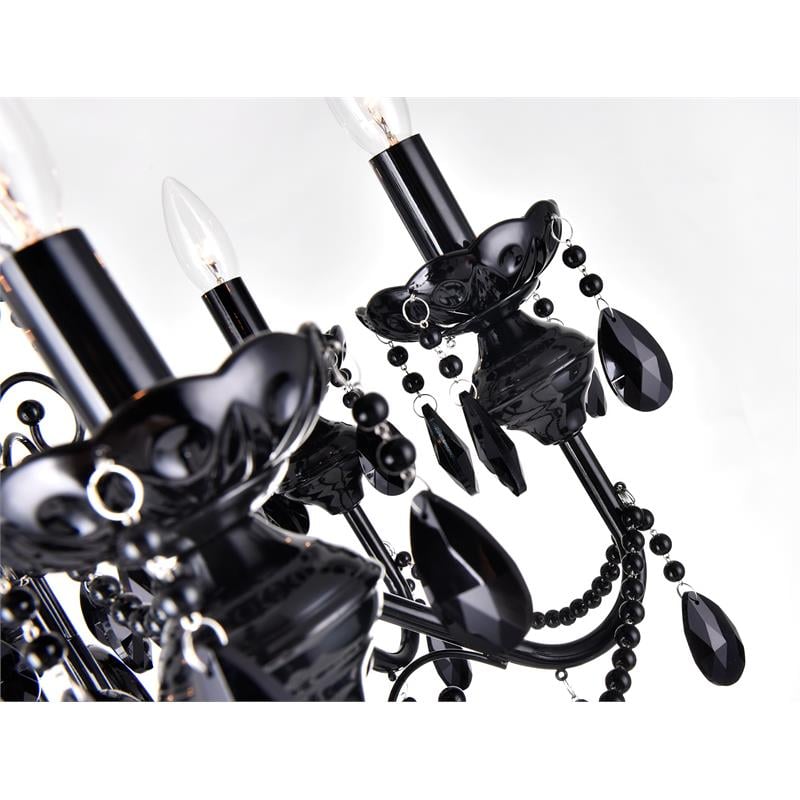 CWI Lighting Keen 6 Light Up Contemporary Metal Chandelier in Black