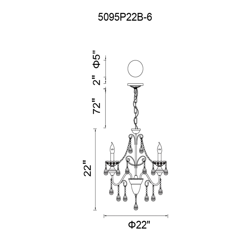 CWI Lighting Keen 6 Light Up Contemporary Metal Chandelier in Black