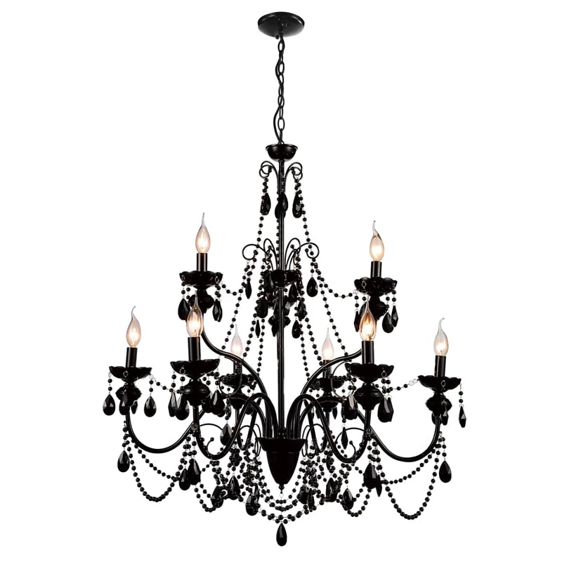 CWI Lighting Keen9 Light Up Contemporary Metal Chandelier in Black