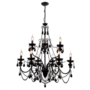 CWI Lighting Keen9 Light Up Contemporary Metal Chandelier in Black