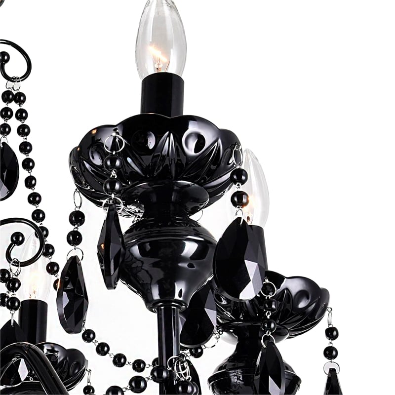 CWI Lighting Keen9 Light Up Contemporary Metal Chandelier in Black