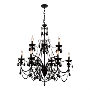 CWI Lighting Keen9 Light Up Contemporary Metal Chandelier in Black