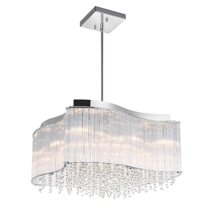CWI Lighting Elsa 10 Light Drum Shade Transitional Metal Chandelier in Chrome