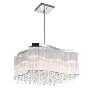 CWI Lighting Elsa 10 Light Drum Shade Transitional Metal Chandelier in Chrome