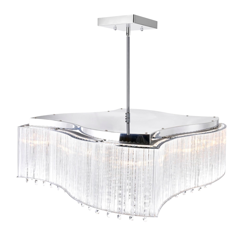 CWI Lighting Elsa 10 Light Drum Shade Transitional Metal Chandelier in Chrome