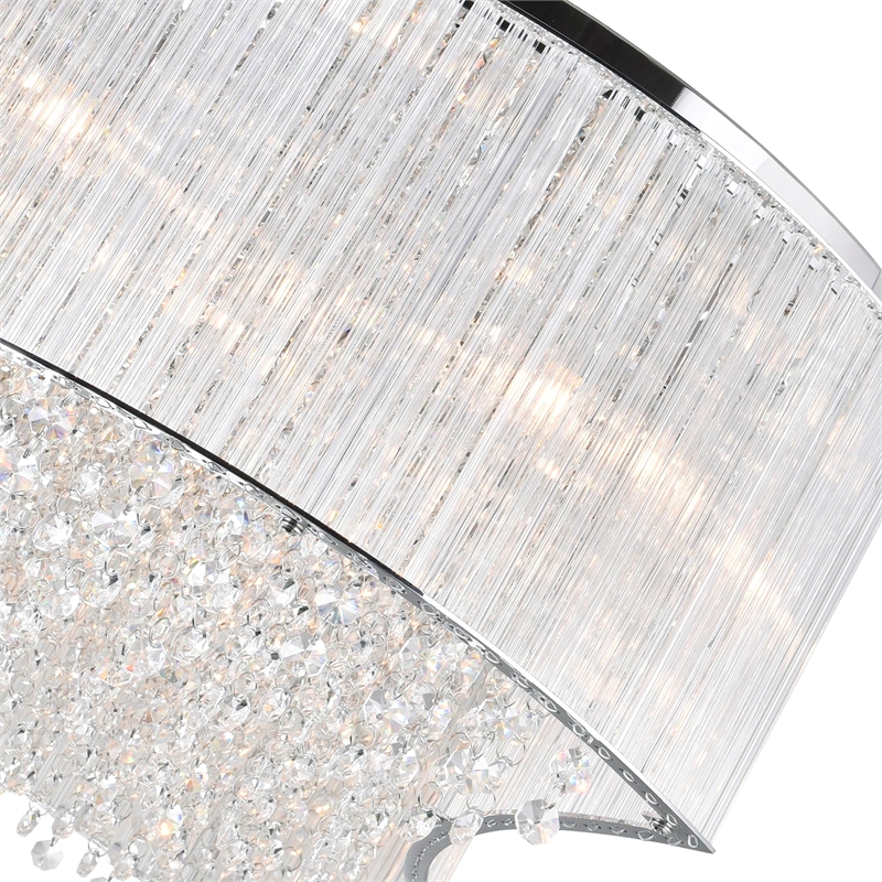 CWI Lighting Elsa 10 Light Drum Shade Transitional Metal Chandelier in Chrome