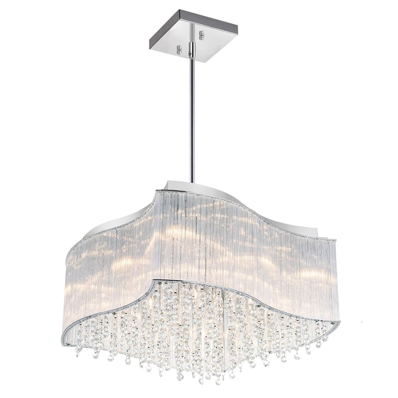 CWI Lighting Elsa 10 Light Drum Shade Transitional Metal Chandelier in Chrome