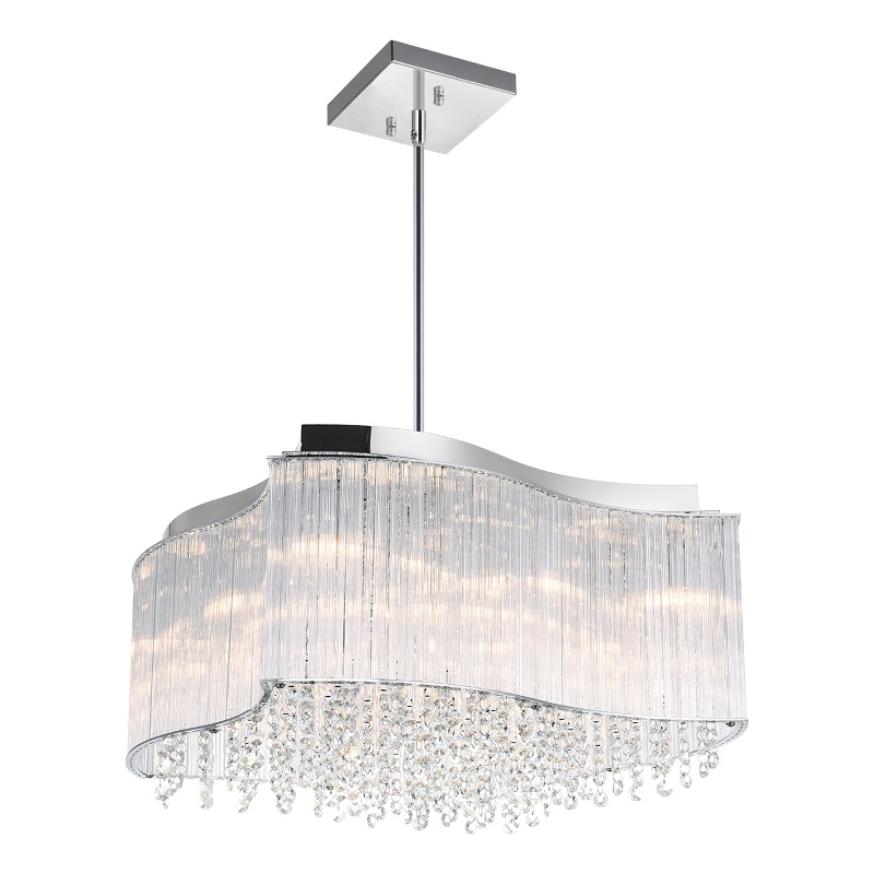 CWI Lighting Elsa 10 Light Drum Shade Transitional Metal Chandelier in Chrome