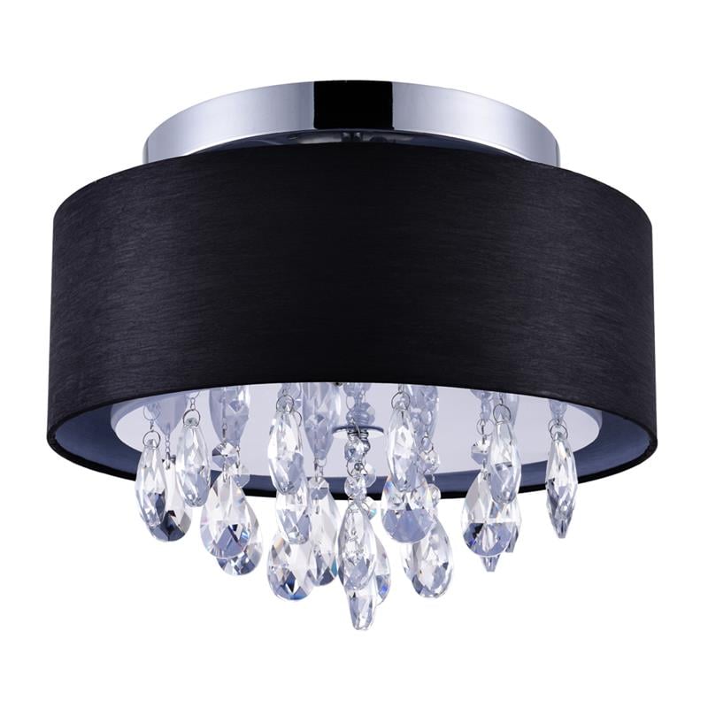 CWI Lighting Dash 3 Light Drum Shade Metal Flush Mount Light in Chrome/Black