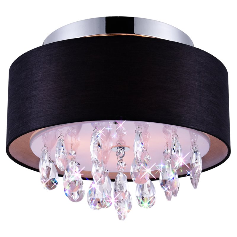 CWI Lighting Dash 3 Light Drum Shade Metal Flush Mount Light in Chrome/Black