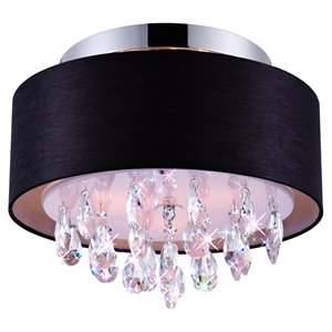 CWI Lighting Dash 3 Light Drum Shade Metal Flush Mount Light in Chrome/Black