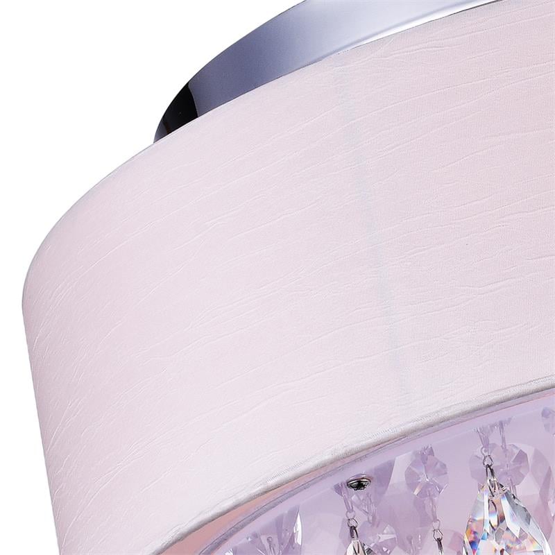 CWI Lighting Dash 3 Light Drum Shade Metal Flush Mount Light in Chrome Off White