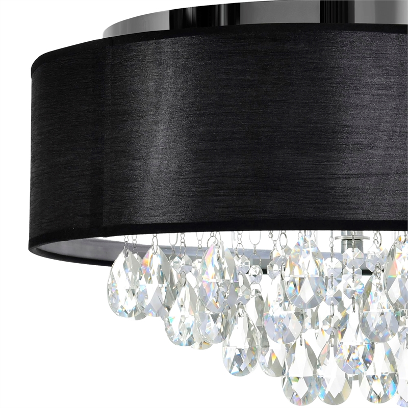 CWI Lighting Dash 4 Light Drum Shade Metal Flush Mount Light in Chrome/Black
