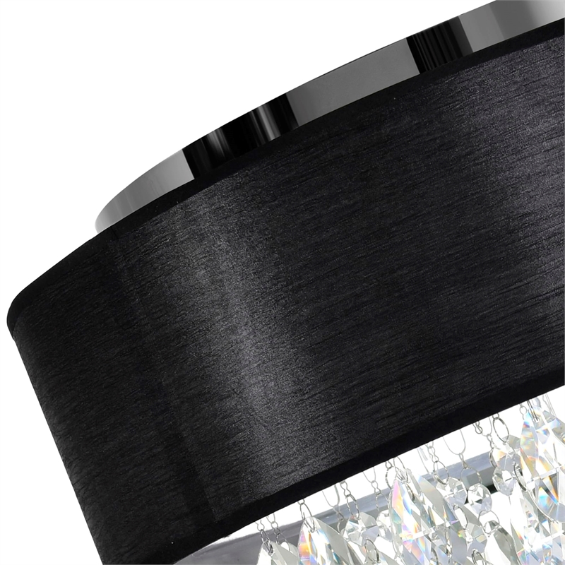 CWI Lighting Dash 4 Light Drum Shade Metal Flush Mount Light in Chrome/Black